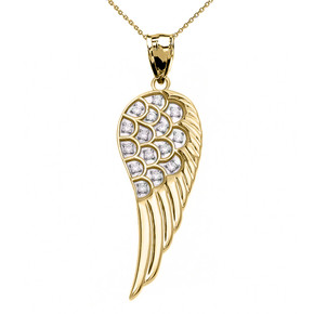 Fancy Rose Gold Diamond Angel Wing Pendant Necklace