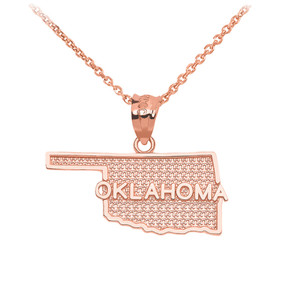 Gold Oklahoma State Map Pendant Necklace(Available In Yellow/Rose/White Gold)