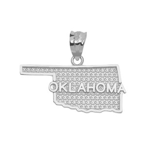 Sterling Silver Oklahoma State Map Pendant Necklace