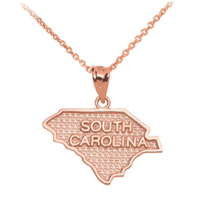 Gold South Carolina State Map Pendant Necklace(Availbale In Yellow/Rose/White Gold) Gold South Carolina State Map Pendant Necklace(Availbale In Yellow/Rose/White Gold)