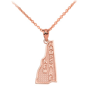 Solid Gold New Hampshire State Map Pendant Necklace(Available In Yellow/Rose/White Gold) Solid Gold New Hampshire State Map Pendant Necklace(Available In Yellow/Rose/White Gold)