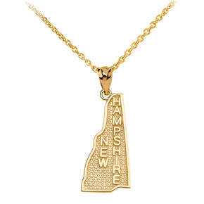 Solid Gold New Hampshire State Map Pendant Necklace(Available In Yellow/Rose/White Gold) Solid Gold New Hampshire State Map Pendant Necklace(Available In Yellow/Rose/White Gold)