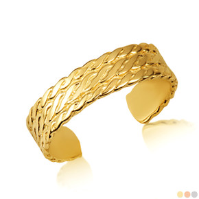 Gold Woman's Elegant Milgrain Weave Toe Ring