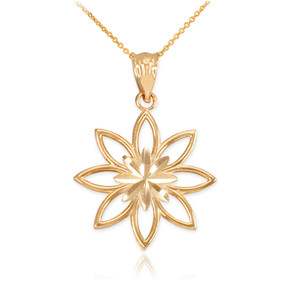 Yellow Gold Polished Daisy Pendant Necklace