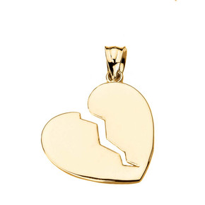 Gold Broken Heart Pendant Necklace (Available in Yellow/Rose/White Gold) Gold Broken Heart Pendant Necklace (Available in Yellow/Rose/White Gold)