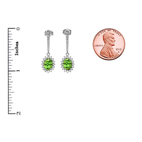 Diamond And Peridot White Gold Elegant Earrings