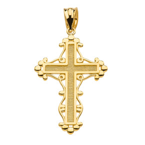 Yellow Gold Christian Cross Spirituality Pendant Necklace