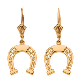 Gold Filigree Horseshoe Earrings(Available in Yellow/Rose/White Gold)