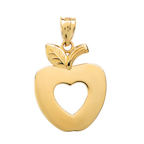 Yellow Gold Apple Heart Pendant Necklace