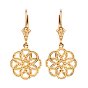 Gold Celtic Knot Round Flower Earrings(Available in Yellow/Rose/White Gold)