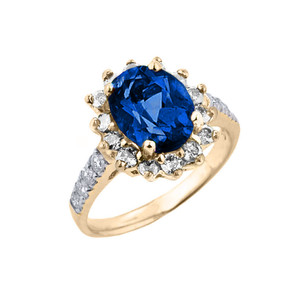 Yellow Gold Diamond And Sapphire (LCS) September Birthstone Proposal Ring