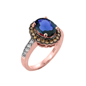 Rose Gold Diamond and Sapphire (LCS) Engagement Ring