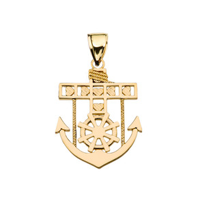 Gold Mariner Anchor Pendant Necklace (Available in Yellow/Rose/White Gold)