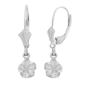 Sterling Silver Tropical Hibiscus Flower Diamond Cut Earring Set Sterling Silver Tropical Hibiscus Flower Diamond Cut Earring Set