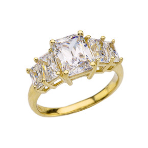 7 Carat Cubic Zirconia Gold Engagement and Proposal/Promise Ring