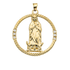 The Blessed Virgin Mary Diamond Gold Round Design Pendant Necklace (Available in Yellow/Rose/White Gold) The Blessed Virgin Mary Diamond Gold Round Design Pendant Necklace (Available in Yellow/Rose/White Gold)