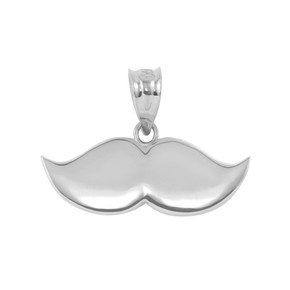 .925 Sterling Silver Mustache Charm Pendant Necklace