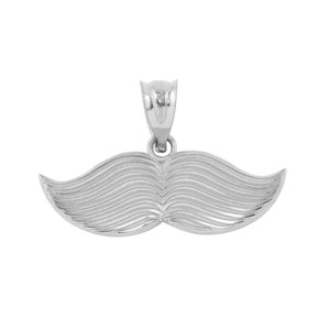 White Gold Hipster Mustache Pendant Necklace