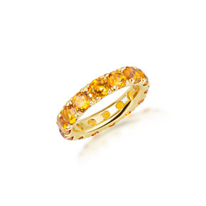 4mm Comfort Fit Yellow Gold Eternity Band With 3.25 ct November Birthstone Genuine Citrine