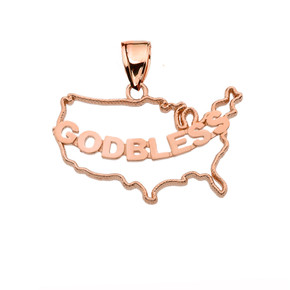 Rose Gold God Bless America Pendant Necklace