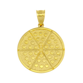 Yellow Gold Pizza Slice Friendship Pendant Necklace