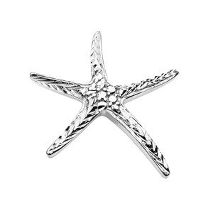 Sterling Silver Diamond Cut Starfish Pendant Necklace