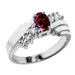 Dazzling White Gold Diamond and Garnet Proposal Ring