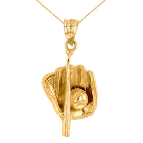 Gold Baseball Pendant Necklace (Available in Yellow/Rose/White Gold)