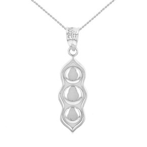 White Gold Three Peas in a Pod Pendant Necklace