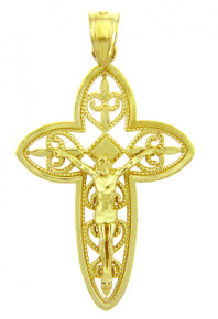 Yellow Gold Crucifix Pendant - The Holy Trinity Crucifix