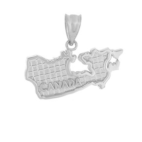 Sterling Silver Country of Canada Geography Pendant Necklace