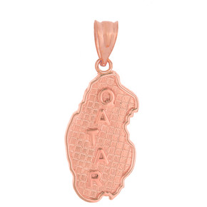 Solid Rose Gold Country of Qatar Geography Pendant Necklace