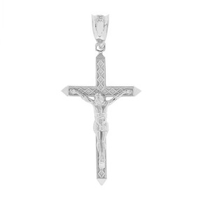 Sterling Silver Passion Cross Crucifix Pendant Necklace 1.63"( 41 mm)