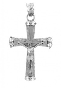 White Gold Crucifix Pendant - The Sacred Crucifix