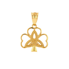 Solid Gold Triquetra Irish Celtic Clover Pendant Necklace (Available in Yellow/Rose/White Gold)