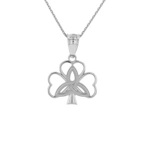 .925 Sterling Silver Triquetra Irish Celtic Clover Pendant Necklace