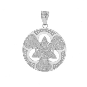 Sterling Silver Triquetra Circle Trinity Knot Irish Pendant Necklace