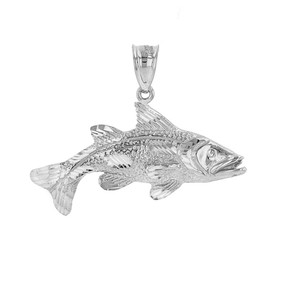 Solid Yellow Gold Diamond Cut Largemouth Bass Fish Pendant Necklace