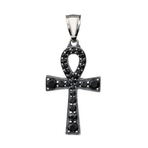 Sterling Silver Ankh Cross with Black Onyx