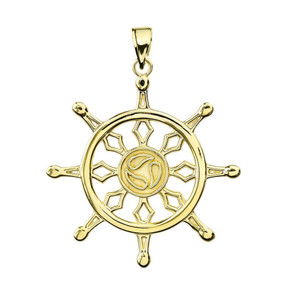 Yellow Gold Dharma Wheel Buddhism Symbol