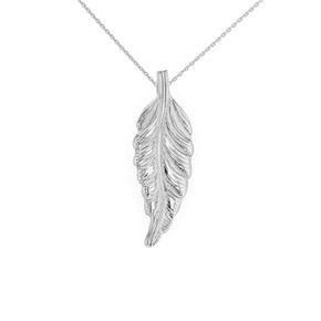 Sterling Silver Bohemia Boho Feather Pendant Necklace