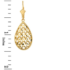 Double Layered Woven Hearts Filigree Teardrop Shape Drop Earring Set(Available in Yellow/Rose/White Gold)