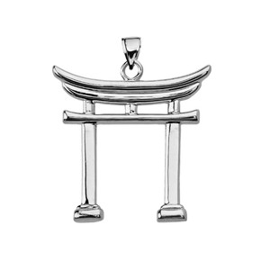 White Gold Japanese Torii Pendant