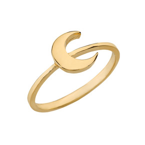 Solid Gold Moon Stackable Ring