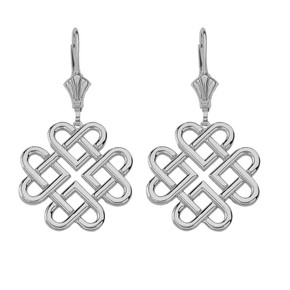 Sterling Silver Woven Celtic Hearts Drop Earring Set  (Large)