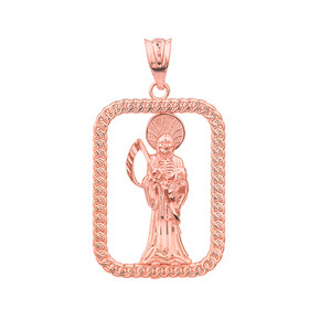 Santa Muerte Grim Reaper Pendant Necklace In Rose Gold