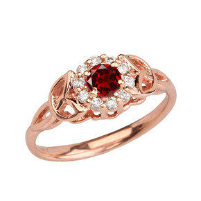 Rose  Gold  Diamond and  Garnet  Engagement/Promise Ring