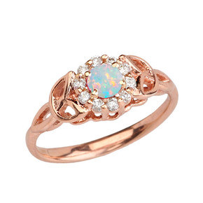 Rose Gold  Diamond and Opal  Engagement/Promise Ring