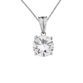 10K  White  Gold April Birthstone Cubic Zirconia Pendant Necklace & Earring Set