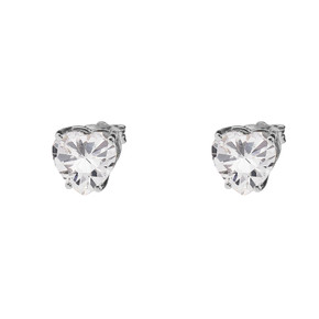 10K White Gold Heart April Birthstone Cubic Zirconia (C.Z) Earrings